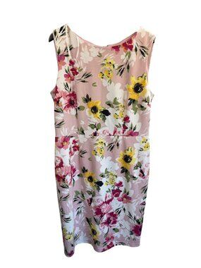 Apt 9 Womens Pink Floral Sleeveless Dress Size 16